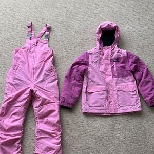 Lands' End Pink Winter Jacket and Snow Bib size 10-12
